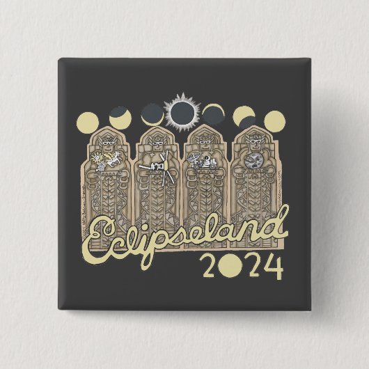 Cleveland Eclipseland Vierkante Button 5,1 Cm (Voorkant)