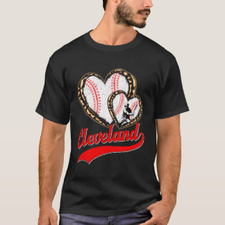  Cleveland Honkbal Leopard Hart Honkbal T-shirt