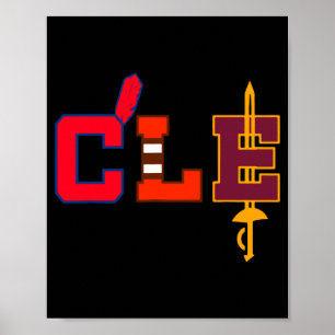 Cleveland honkbalknuppels vintage Ohio Cle retro g Poster