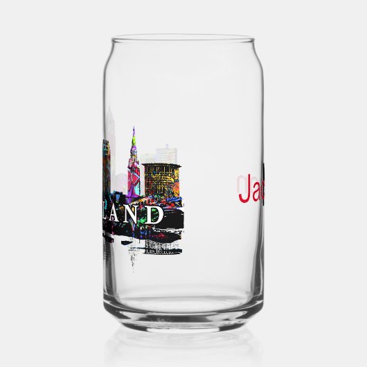 Cleveland in graffiti met monogram blikvorm glas (Links)