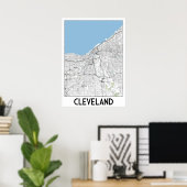 Cleveland kaart poster (Thuiskantoor)