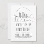 Cleveland Mariage | Invitation Skyline stylisée (Devant)