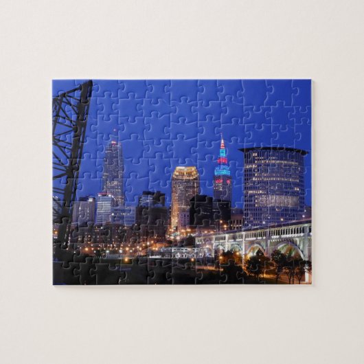 Cleveland Night Skyline Legpuzzel (Horizontaal)