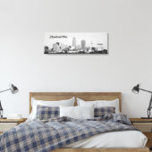 Cleveland OH B&W Lake Skyline Canvas Print (Insitu (Slaapkamer))