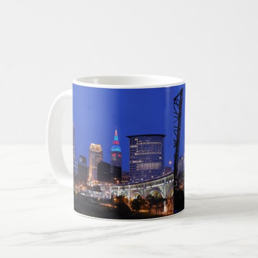 Cleveland OH Riverview Night Mug (Devant gauche)