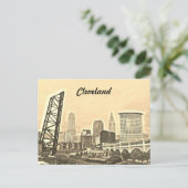 Cleveland,OH Sepia River Uitzicht Briefkaart (Staand voorkant)
