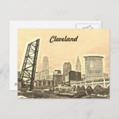 Cleveland,OH Sepia River Uitzicht Briefkaart (Voorkant / Achterkant)