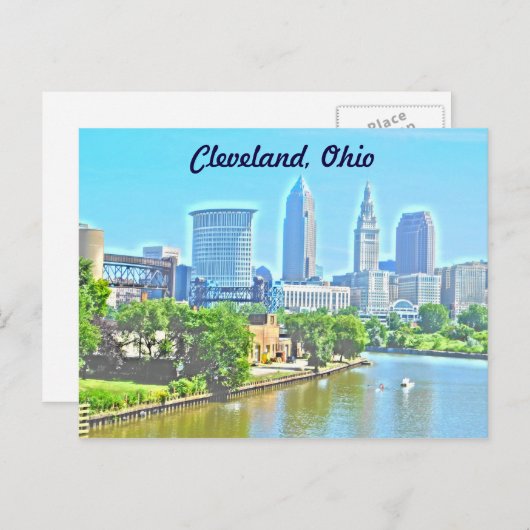 Cleveland,OH Uitzicht (verfeffect) Briefkaart (Voorkant / Achterkant)
