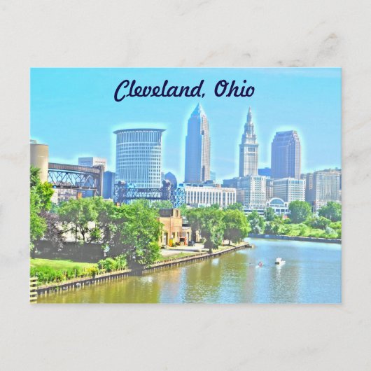 Cleveland,OH Uitzicht (verfeffect) Briefkaart (Voorkant)