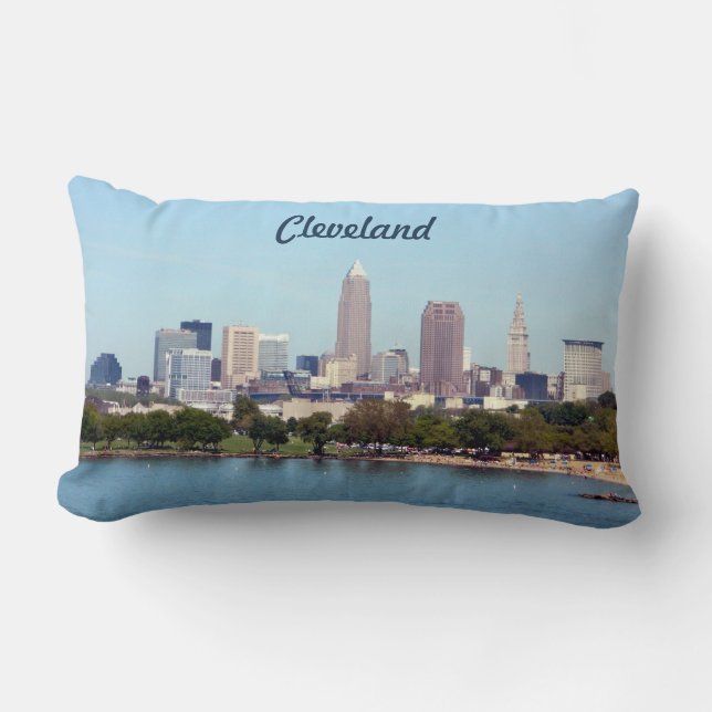 Cleveland Ohio Classic Lake Skyline Pillow Kussen (Voorkant)