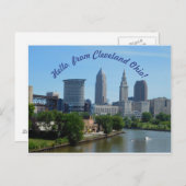 Cleveland Ohio (Curved Text) Skyline Briefkaart (Voorkant / Achterkant)