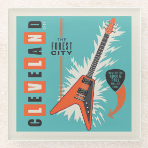 Cleveland Ohio   Elektrische gitaar Glazen Onderzetter