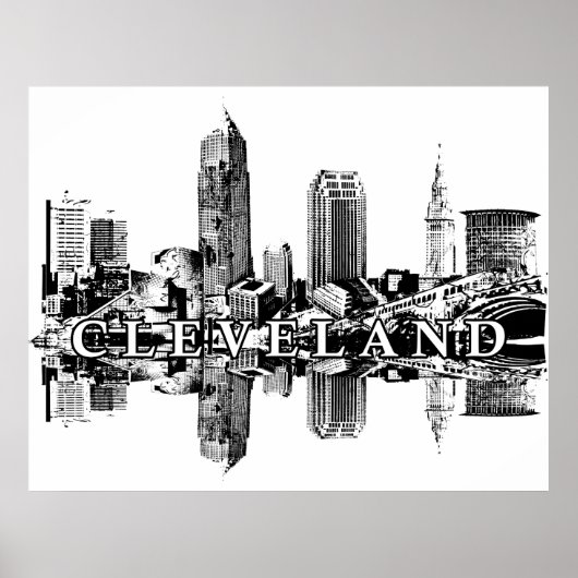 Cleveland, Ohio in zwart-wit Poster (Voorkant)