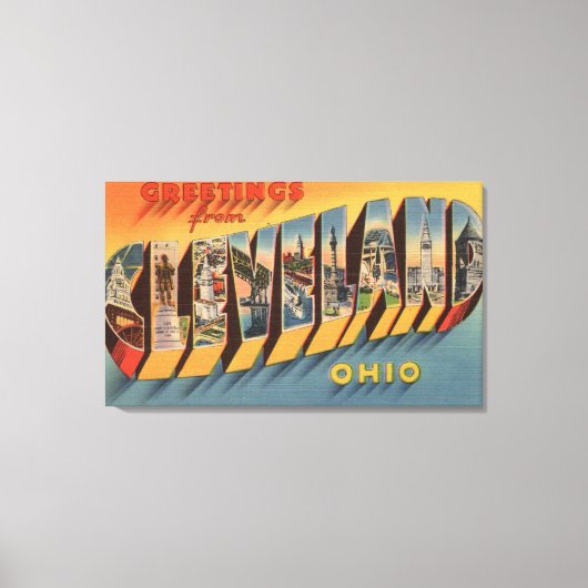 Cleveland, Ohio - Large Letter Scenes 2 Canvas Afdruk (Voorkant)