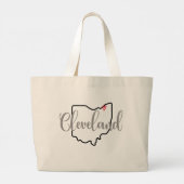 Cleveland Ohio Mok Grote Tote Bag (Achterkant)