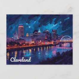 Cleveland Ohio Night River Art Briefkaart