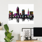 Cleveland, Ohio op graffiti Poster (Thuiskantoor)
