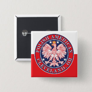 Cleveland Ohio Polish Vierkante Button 5,1 Cm
