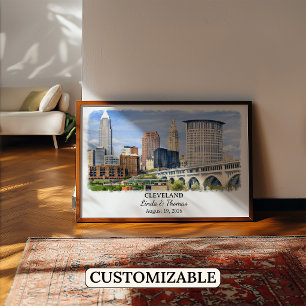 Cleveland Ohio Poster, Aquarel, Op Maat Poster