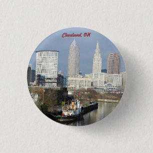 Cleveland, Ohio River Uitzicht Button