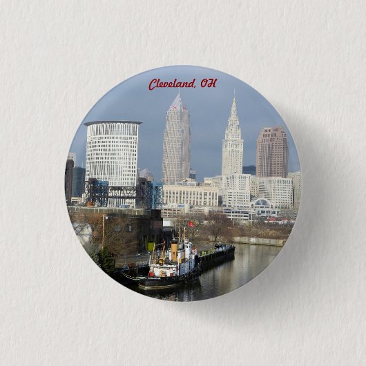 Cleveland, Ohio River Uitzicht Button (Voorkant)