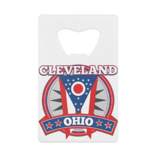 Cleveland Ohio Rood Wit Blauw Patriottische Staat Kredietkaart Flessenopener