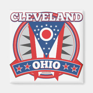 Cleveland Ohio Rood Wit Blauw Patriottische Staat  Magneet