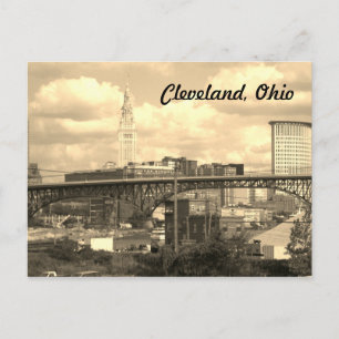Cleveland Ohio Sepia Skyline Briefkaart