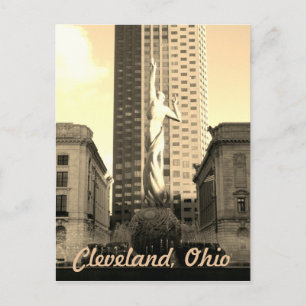 Cleveland Ohio Sepia Statue Briefkaart