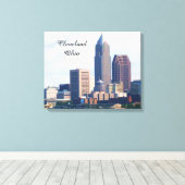 CLEVELAND OHIO SKYLINE canvas Afdruk (Insitu (Houten vloer))