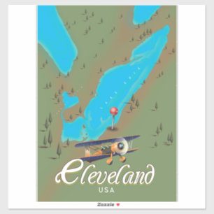 Cleveland,Ohio vintage reisposter print kunst Sticker