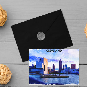 Cleveland Ohio Waterverf Cityscape Uitzicht Briefkaart