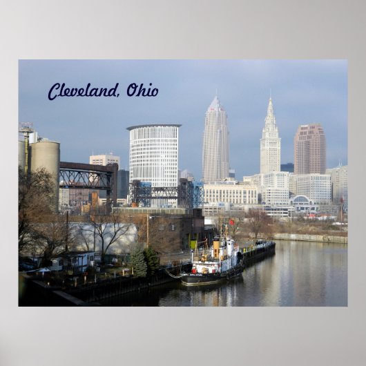 Cleveland, Poster OH (Uitzicht van de rivier) (Voorkant)