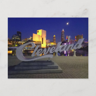 Cleveland script sign at night briefkaart