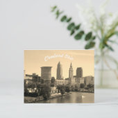 Cleveland Sepia River Skyline Briefkaart (Staand voorkant)