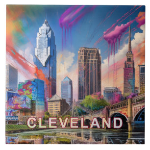 Cleveland Silhouette Kunst Tegeltje