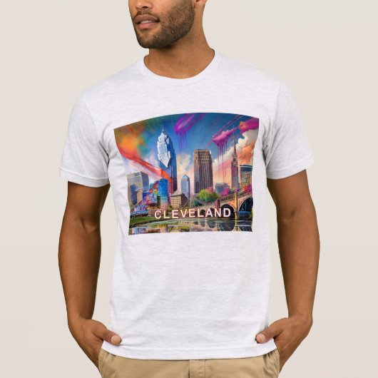 Cleveland Skyline Graffiti Art T-shirt (Voorkant)