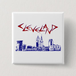 Cleveland Skyline Vierkante Button 5,1 Cm