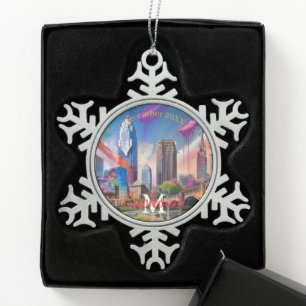 Cleveland Snowflake Pewter Kerstversiering Tin Sneeuwvlok Ornament
