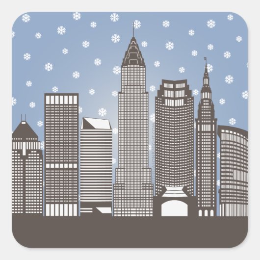 Cleveland Snowflakes Vierkante Sticker (Voorkant)