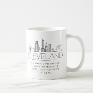 Cleveland Stylized Skyline   Aangepaste slogan Koffiemok