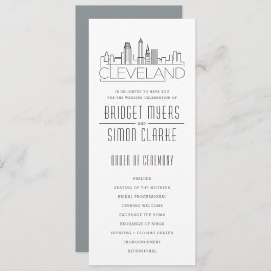 Cleveland Stylized Skyline | Weddenschap-programma Kaart (Voorkant / Achterkant)