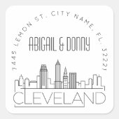 Cleveland Wedding Aangepast adres Vierkante Sticker (Voorkant)