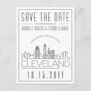 Cleveland Wedding   Gestileerde skyline De datum o Briefkaart