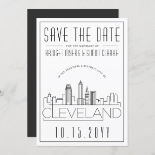Cleveland Wedding Gestileerde skyline De datum o Kaart