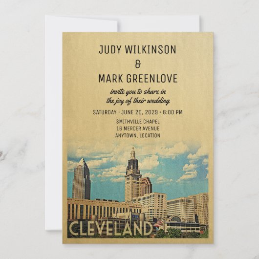 Cleveland Wedding Invitation Ohio Kaart (Voorkant)