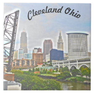 Cleveland West River Uitzicht Ceramic Tile Tegeltje