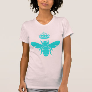Clever Blauwgroen Queen Bee Logo T-shirt