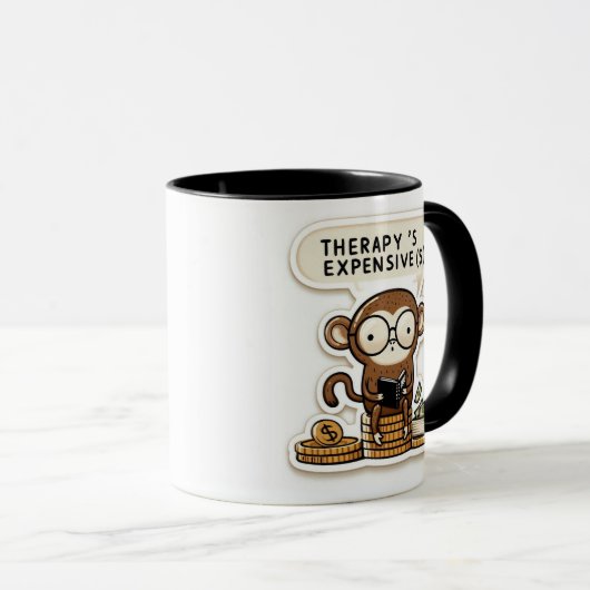 Clever Monkey - "Therapie is duur" Grappig Mok (Voorkant rechts)