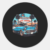 Clic Car Welcome Las Vegas Vacation Summer Men Wom Ronde Sticker (Voorkant)
